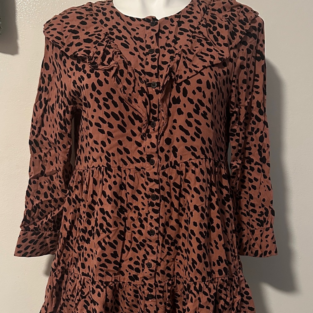 Zara Brown and Black Patterned Dress - Picture 3 of 4